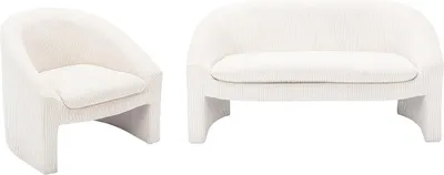 Produktbild von Sofa 2-Sitzer & Sessel - Cord - Cremefarben - OSSANA