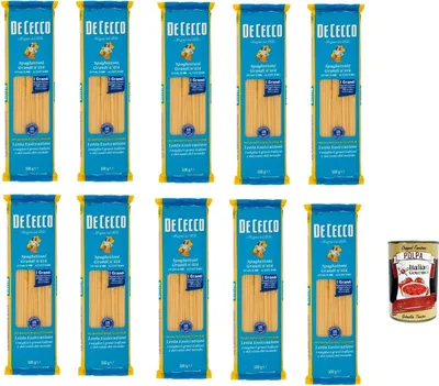 Produktbild von De Cecco Spaghettoni Grandi N°414, 100% Italienisch Pasta Nudeln 10x 500g + Italian Gourmet Polpa 400g