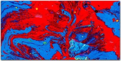 Produktbild von Coloray Küchenrückwand 100x50 Spritzschutz aus Glas - Rote und blaue Flecken