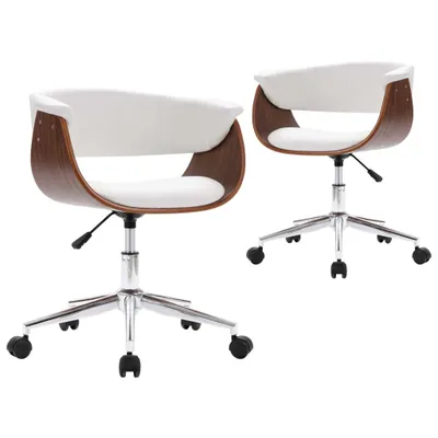 Image de vidaXL Chaise de salle à manger 2 pcs. Pivotantes Blanc Similicuir