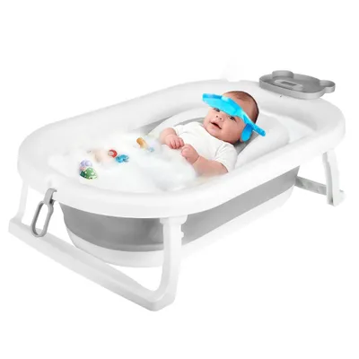 Image de Baignoire bébé pliable avec thermomètre et siège de bain 82 cm gris