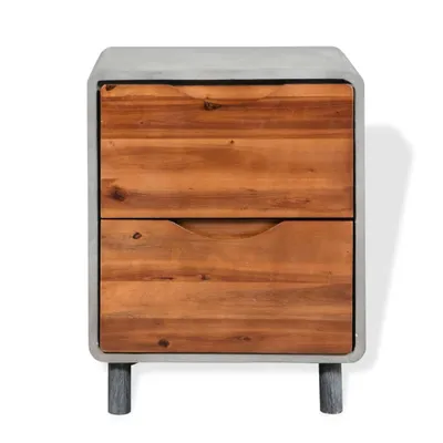 Image de vidaXL Table de chevet béton bois massif acacia 40x30x50 cm