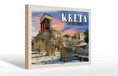 Produktbild von Holzschild Reise 30x20cm Kreta Griechenland Knossos Palastwooden sign