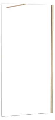Produktbild von Duschspa Walk-In Dusche 100x200cm Gold gebürstet Duschwand 8mm NANO ESG-Glas mit 90cm Stabilisator F129GT Duschabtrennung