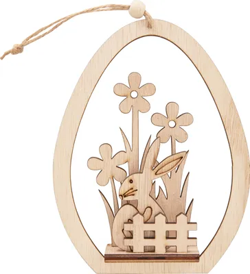 Produktbild von VBS Holz-Steckmotiv Ei-Anhänger "Hase mit Ei", 7-tlg.