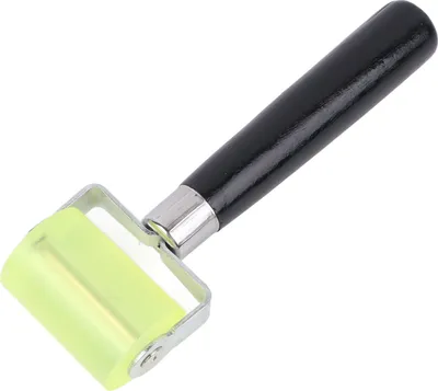 Obrázek produktu pro Silikonový váleček na tapety, 5 cm, s dřevěnou rukojetí, lehký a odolný, vhodný pro tapety, kůži a ruční práce