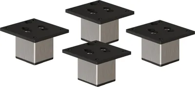 Produktbild von 4er Set sossai Aluminium Möbelfüße 60mm in Edelstahl Optik Schrankfüße Sockelfüße