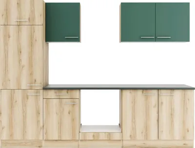 Produktbild von Optifit Küchenzeile ohne Geräte Savona405/Livorno290 270 cm grün wildeiche matt strukturiert zerlegt Variante reversibel KPSL 2711OE-9+