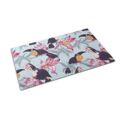 Obrázek produktu pro Rohožka před dveře - Podložka na zachytávání nečistot- Protiskluzová vnitřní venkovní rohožka - 60x40 cm - Ptáci Květiny