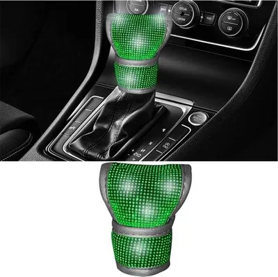 Immagine prodotto di Interruttore automatico con cristalli luccicanti - Accessorio universale per auto - Elemento decorativo verde.