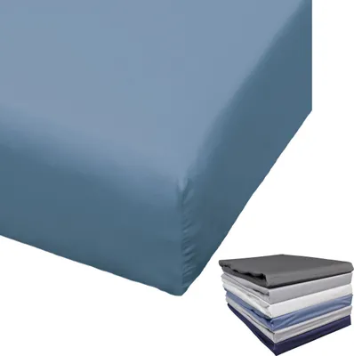Zdjęcie produktu dla Bierbaum prześcieradło satynowe maco 100x200 / 150x200 / 180x200 cm wiele kolorów, Kolor:Niebieski, Rozmiar:140x200cm prześcieradło