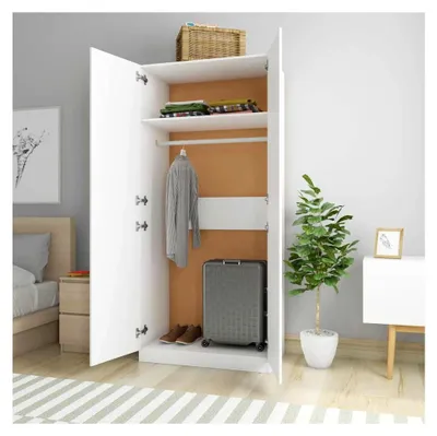 Produktbild von Kleiderschrank Weiß 90x52x200 cm Holzwerkstoff