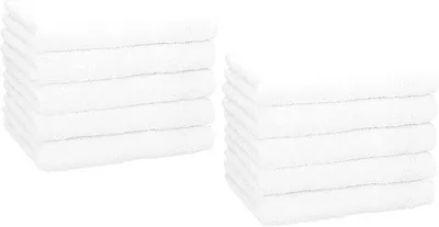 Obrázok produktu pre Sada 10 kusov ručníkov Unyqoos®, 30 x 50 cm, biela – jemné a savé uteráky na tvár a ruky, vhodné do kúpeľne a k umyvárku