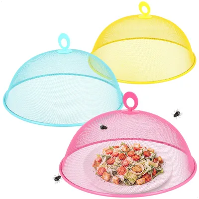 Produktbild von com-four® 3x Abdeckhaube für Lebensmittel Ø 35cm - Fliegenhaube aus Metall