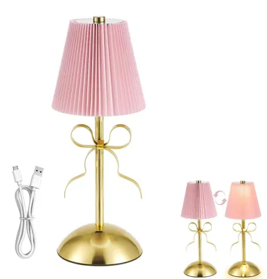 Obrázek produktu pro LED noční lampička s dotykovým ovládáním a stmíváním, bezdrátová stolní lampa, růžová barva