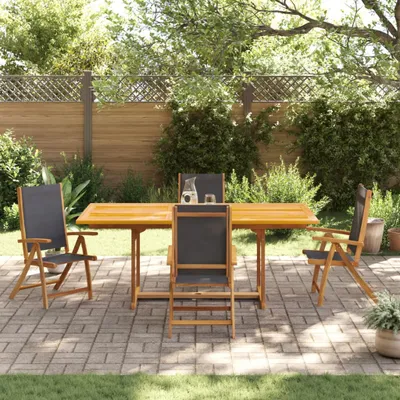 Produktbild von "im Sonderangebot" 5-tlg. Garten-Essgruppe - elegantes Design - Sitzgruppe/Gartenmöbel-Set - Massivholz Akazie und Textilene - Terassenmöbel DEMöbel692211