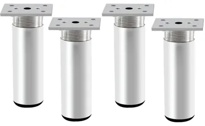 Produktbild von 4 verstellbare Möbelbeine, Metalltischbeine, 100 mm, gebürstetes Silber, Aluminiumlegierung
