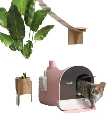 Immagine prodotto di Lettiera per gatti, con sportello a battente, pala e filtro inclusi, colore rosa