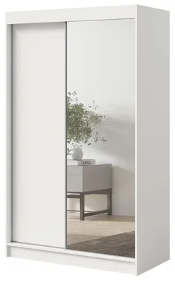 Produktbild von Schwebetürenschrank mit Spiegel Fiore 2D1L 120 Weiß/Silber