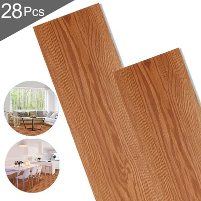 Produktbild von Ikodm 4 m² PVC Vinylboden Bodenbelag Vinyl Laminat Selbstklebend Dielen Planke Rutschfest Wasserfest 28 Stück Vinyl-Dielen Holzmaserung Dielen (Holzbraun)