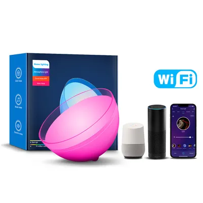 Produktbild von WiFi LED Schreibtischlampe, Dimmbare Nachttischlampe WiFi RGB Tragbare Schreibtischlampe Farbwechsel APP-Steuerung Kompatibel mit Alexa und Google Assistant