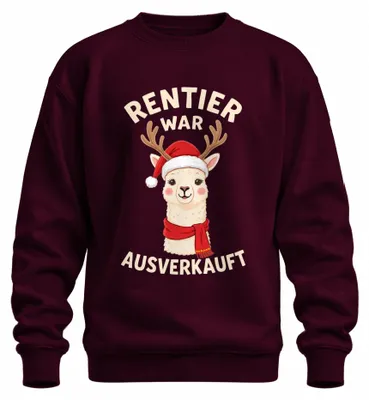 Produktbild von Rentier War t Alpaka Lama Lustig Ugly Christmas Sweatshirt Pullover, Burgundy, L