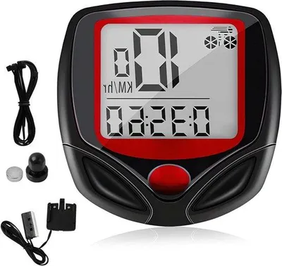 Productafbeelding van Fietscomputer Bekabeld - Kilometerteller Fiets - Fietsgegevens Meten - Waterdicht LCD Display - 23 Functies - Zwart