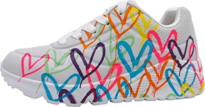 Image de Skechers Uno Lite Chaussures pour enfants filles Chaussures basses à lacets sportives Blanc, Taille:33 EU