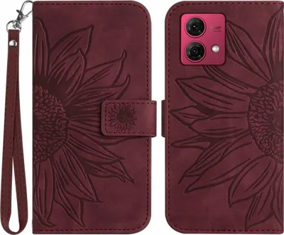 Produktbild von Motorola Moto G84 Hülle - Coverup Sonnenblume Klapphülle mit Schlüsselband - Bordeaux