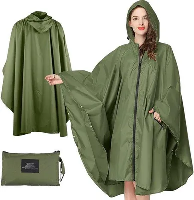Produktbild von Famanu Regenponcho für Frauen - Wasserfest und winddicht mit Kapuze