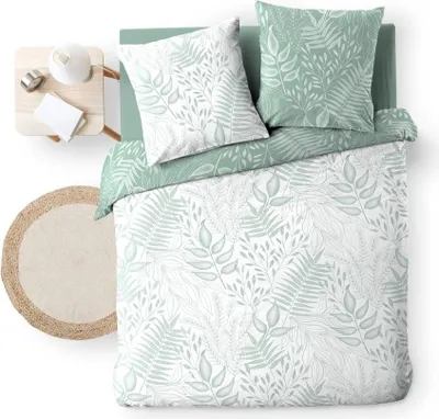 Image de Parure de lit - PROMO LINGE - CASSIA - Coton - 240x220cm - Vert