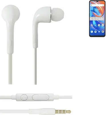 Produktbild von K-S-Trade Kopfhörer Headset kompatibel mit UMIDIGI A13S mit Mikrofon u Lautstärkeregler weiß 3,5mm Klinke Kabel Headphones Ohrstöpsel Ohrstecker