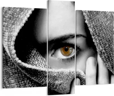 Produktbild von Bild auf Leinwand - Leinwandbild - Frau Gesicht Schal Geheimnis - 95x80cm - Wand Bild - Wanddeko - Leinwanddruck - Bilder - Kunstdruck - Wanddekoration - Leinwand bilder - Wandkunst - CB95x80-0378