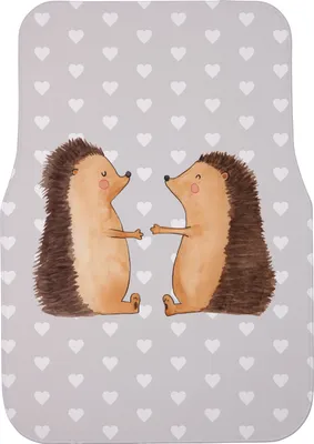 Produktbild von Mr. & Mrs. Panda Auto-Fußmatte Igel Liebe - Grau Pastell - Geschenk, Hochzeitstag, Automatte, Auto Teppich, Hochzeit, Freundin, Fußmatte, Verliebt, Autoteppich