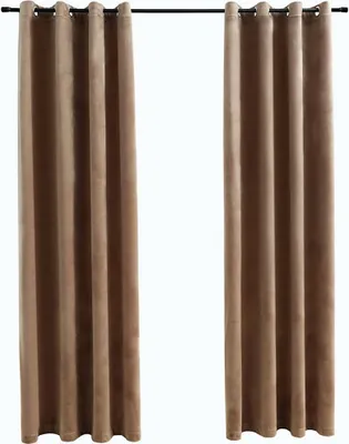 Produktbild von vidaXL Verdunkelungsvorhänge mit Ösen 2 Stk. Samt Beige 140x175 cm