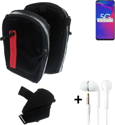 Produktbild von K-S-Trade Outdoor Gürteltasche Holster Umhängetasche + Kopfhörer kompatibel mit ZTE Axon 11 SE schwarz Handy Tasche Case travelbag Schutzhülle