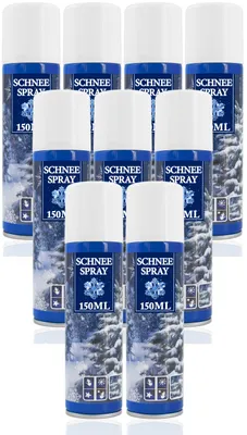 Produktbild von 9x Kunstschnee - Spraydose mit Dekoschnee - Schneespray Weihnachten - Sprühschnee Snowspray Fensterspray Schnee Spray Deko Schnee 150ml