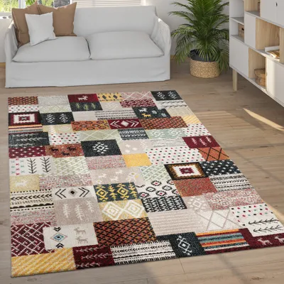 Immagine prodotto di Tappeto soggiorno camera da letto a pelo corto vintage scandinavo motivo geometrico dimensioni 120x170 cm