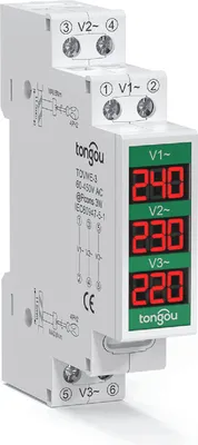 Obrázek produktu pro 60-450V třífázový měřič napětí Modulární voltmetr Gauge 3 LED digitální displej Domácí měřič napětí pro domácnost