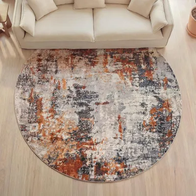 Produktbild von riess-ambiente Teppich MODERN ART 230cm beige grau kupfer Kurzflor Indoor rund