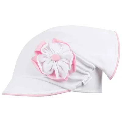Produktbild von Mädchen Mütze Schirmmütze Kopftuch Sommer Baumwolle, Weiß-Rosa, Gr. 54/56