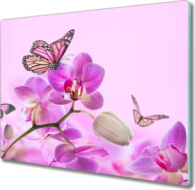 Produktbild von Coloray Kochplattenabdeckung Herdabdeckplatte 60x52 cm Hackbrett Schneidebrett Küchenbrett - Blumen Natur Schmetterling