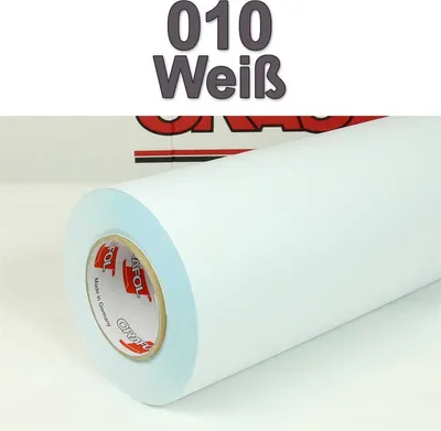Produktbild von (5,47€/m²) Oracal® Möbelfolie 010 Weiß Matt 126 cm Breite Laufmeterware selbstklebende Folie Plotterfolie Klebe Folie Oracal 631 matte Küchenfolie
