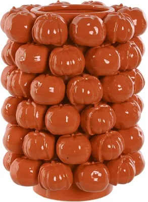 Image de Vase Home ESPRIT Orange en céramique Faïence tropicale 25 x 25 x 30 cm