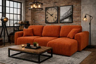 Produktbild von Kaiser Möbel Ecksofa mit Schlaffunktion und Bettkasten, Sofa L-Form Bingo L, Cordstoff Poso, Kupfer, Rechts
