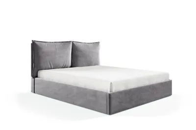 Produktbild von GUTTO Polsterbett Grau Doppelbett mit Reißverschluss Abnehmbare Kissen Liegefläche 140cmx200cm Samt Weich Angenehm Bequemes Kopfteil
