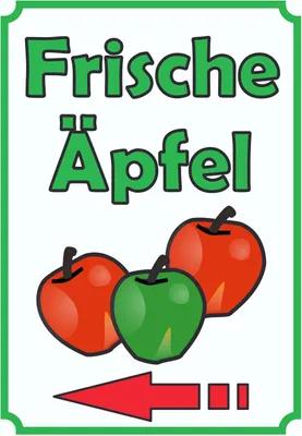 Produktbild von Verkaufsschild Schild ÄpfelHochkant mit Pfeil links A2 Rückseite selbstklebend
