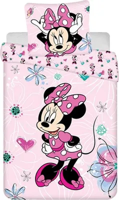 Productafbeelding van Disney Minnie Mouse peuterdekbedovertrek flowers - 100 x 135 cm - Katoen - roze
