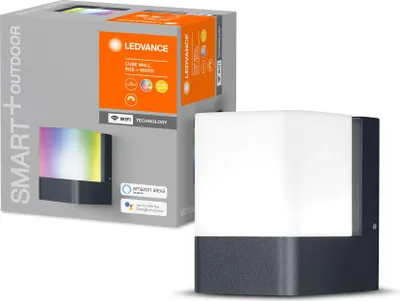 Produktbild von Ledvance LED Smart+ Außenwandleuchte Cube Dunkelgrau IP44 9,5W 450lm RGBW 3000K App Google & Alexa WiFi