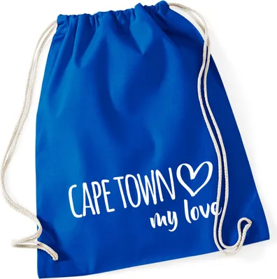 Produktbild von Huuraa Turnbeutel Cape Town my love 12 Liter Bright Royal Baumwolle Rucksack Geschenkidee